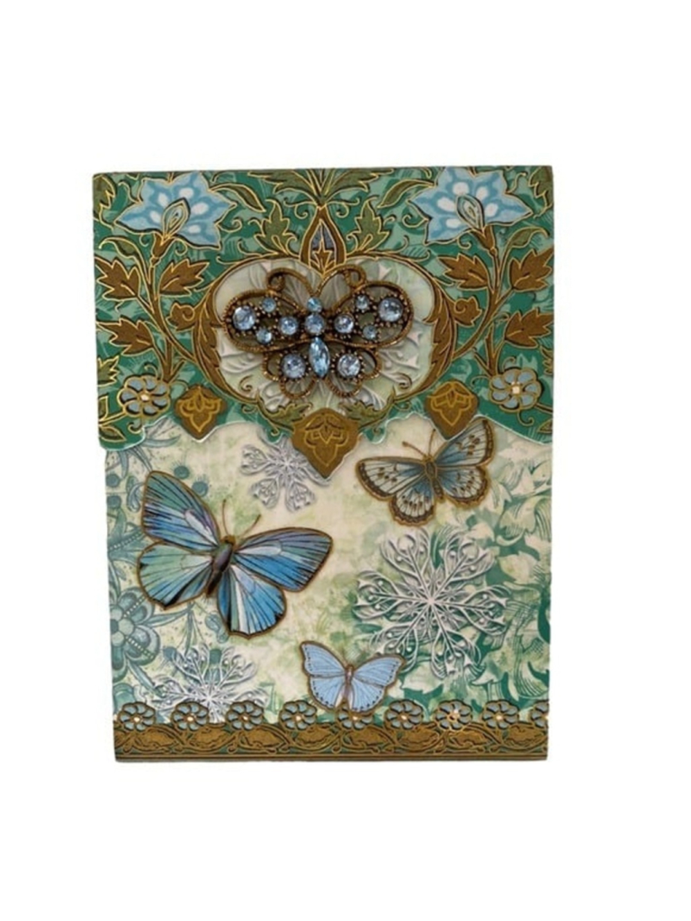 Jeweled fancy mini notebook butterfly floral design
